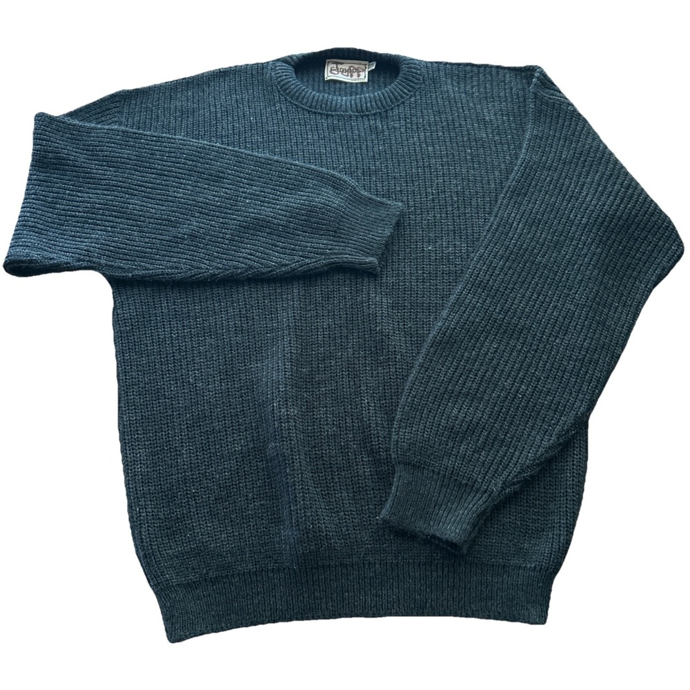 Vintage Campus Men's Size Big Man 1X Black 100% Acrylic Pullover Sweater USA EUC